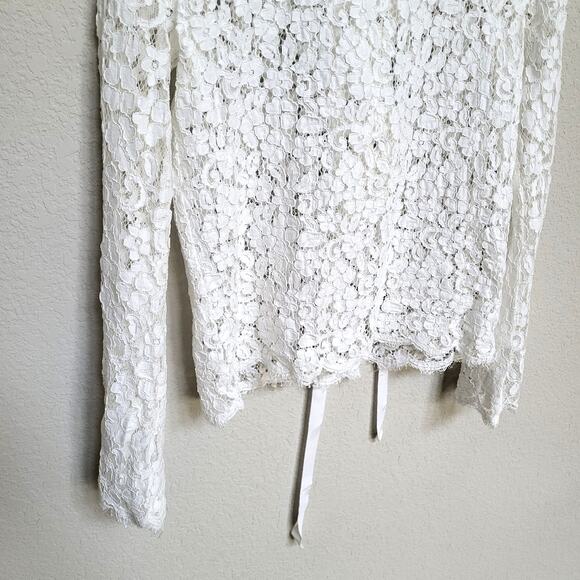 Endless Rose Lace Top Womens Small White Summer Cottage Boho Floral Feminine - Picture 12 of 12